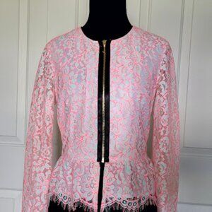 Juicy Couture PINK Lace Zip up Blouse Size 4 Worn Once!